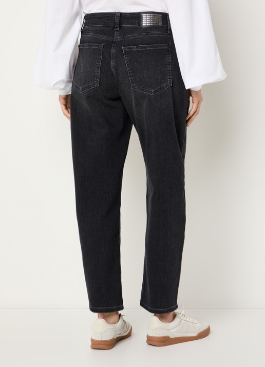 MAC Jeans Danni high waist tapered jeans met donkere wassing - achterkant 3 antraciet