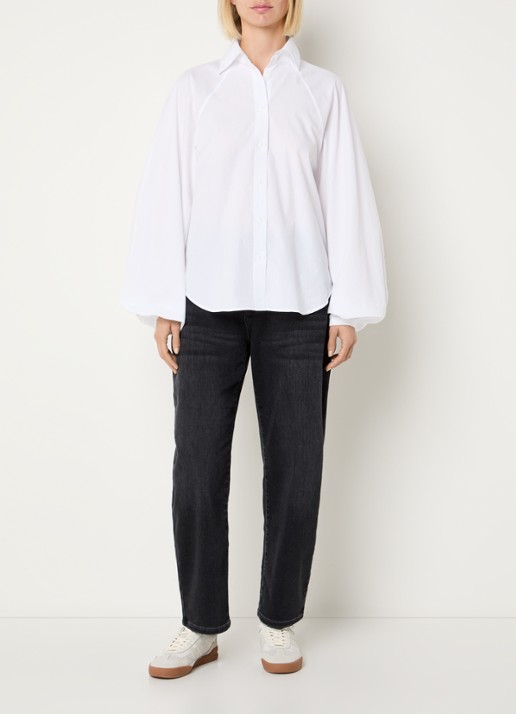 MAC Jeans Danni high waist tapered jeans met donkere wassing - voorkant 5 antraciet