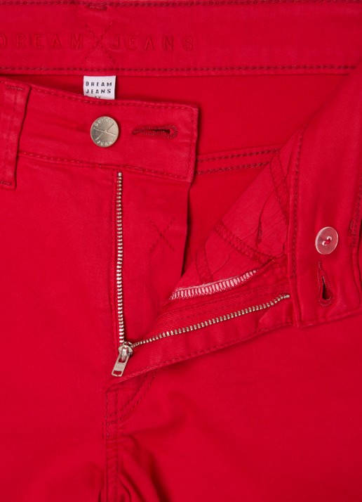 MAC Jeans Dream Chic mid waist slim fit jeans met gekleurde wassing - detail rood