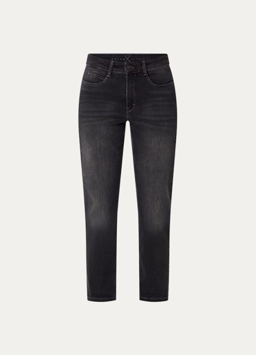 MAC Jeans Dream high waist cropped slim fit jeans met steekzakken - voorkant 4 donkergrijs