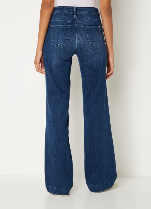 MAC Jeans Dream high waist wide leg jeans met steekzakken - achterkant indigo