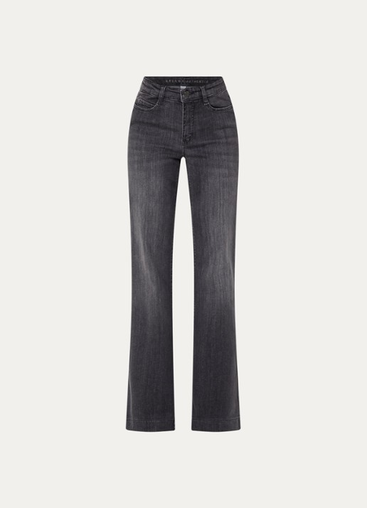 MAC Jeans Dream high waist wide leg jeans met steekzakken - voorkant 4 antraciet