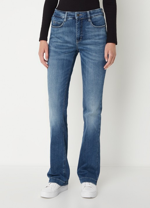 MAC Jeans Dream mid waist flared jeans met stretch - detail blauw