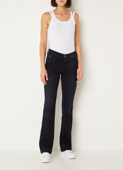 MAC Jeans Dream mid waist flared jeans met stretch - voorkant 5 donkerblauw
