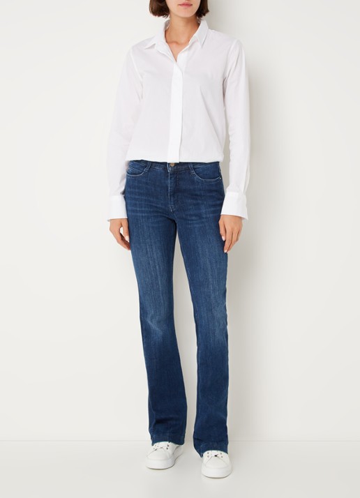 MAC Jeans Dream mid waist flared jeans met stretch - voorkant 2 indigo