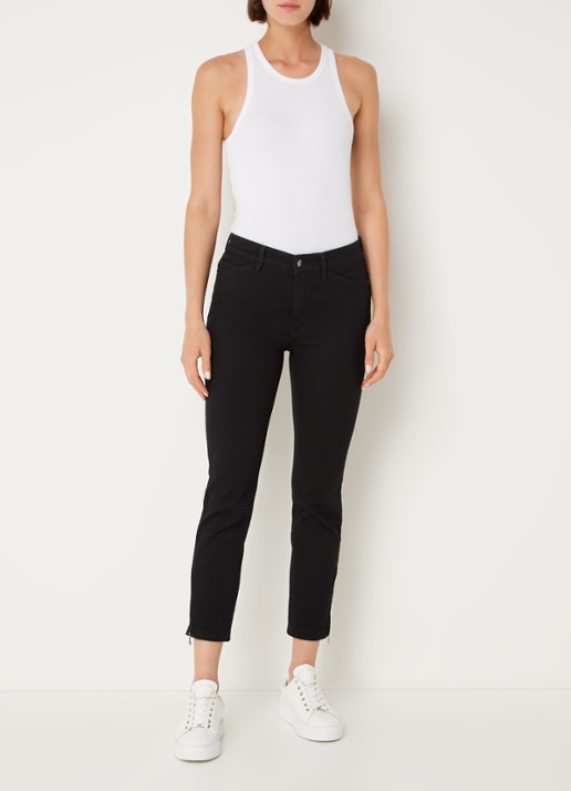 MAC Jeans Dream mid waist slim fit cropped jeans met ritsdetail - voorkant 2 zwart