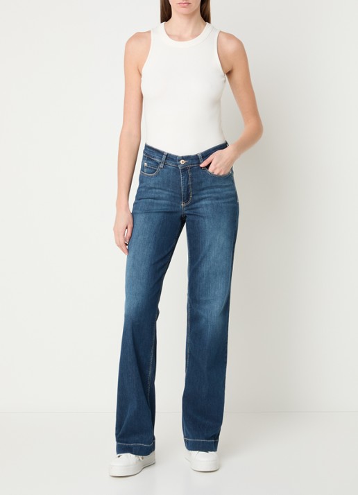MAC Jeans Dream Wide high waist wide leg jeans met stretch - voorkant 3 donkerblauw