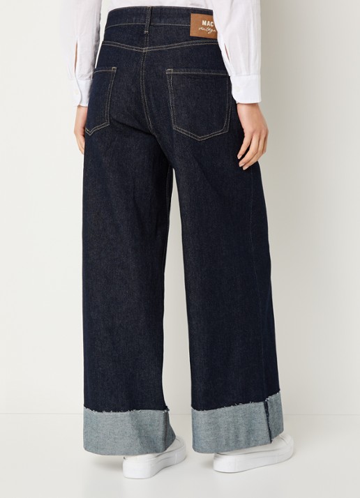 MAC Jeans Nevada high waist wide leg jeans met donkere wassing - achterkant 5 indigo