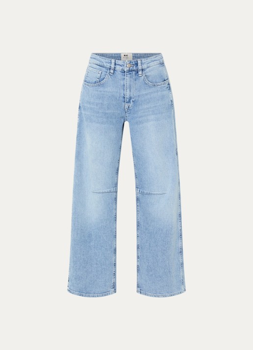 MAC Jeans Ohio high waist balloon fit jeans met lichte wassing - voorkant indigo