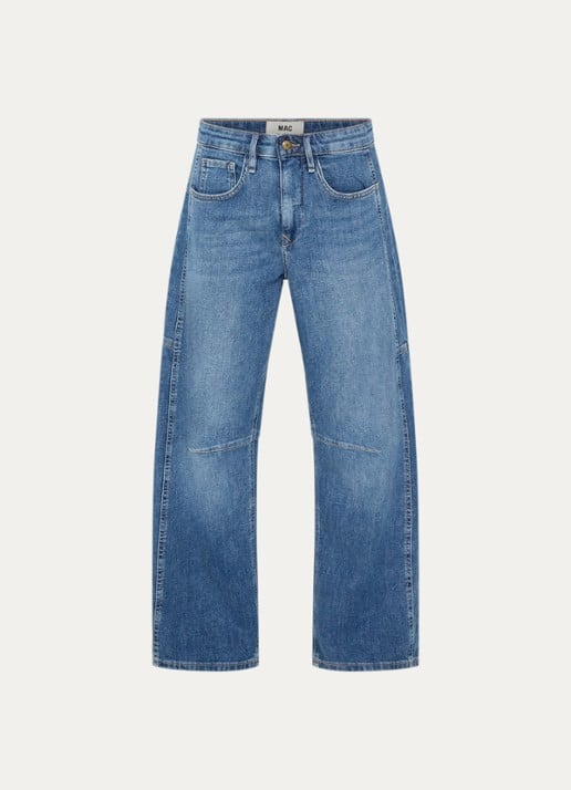 MAC Jeans Ohio high waist balloon fit jeans met lichte wassing - voorkant 4 donkerblauw