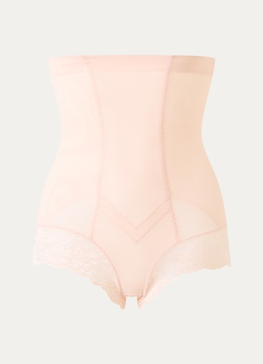 MAGIC Bodyfashion Super Control high waisted corrigerende slip met kant - voorkant beige
