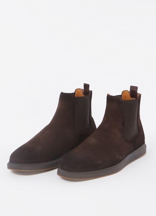 Magnanni Chelsea boot van suède - detail 2 donkerbruin
