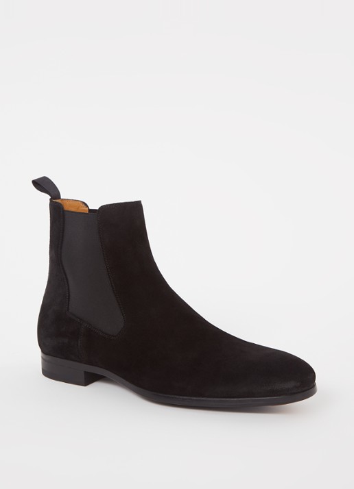 Magnanni Chelsea boot van suède - voorkant zwart