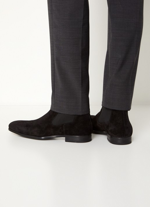 Magnanni Chelsea boot van suède - voorkant 2 zwart