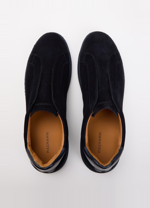 Magnanni Costa Slip II sneaker van suède - detail 3 donkerblauw