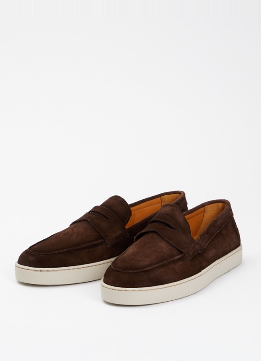 Magnanni Lawford FLX instapper van suède - detail 2 chocoladebruin