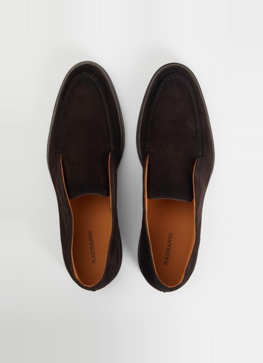 Magnanni Loafer van suède - detail 2 donkerbruin