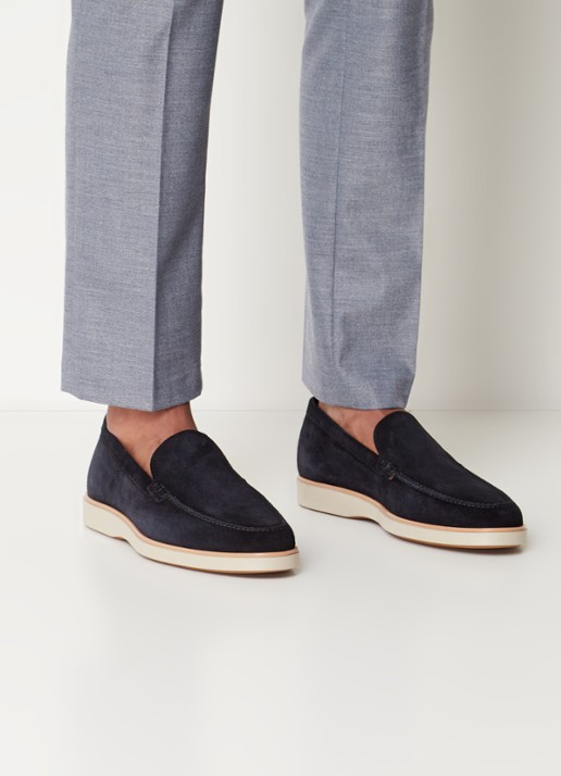 Magnanni Loafer van suède  - voorkant 6 donkerblauw