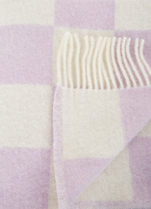 Maison Deux Checkerboard plaid van wol 130 x 200 cm - detail lila