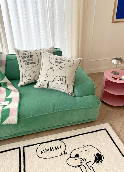 Maison Deux Peanuts sierkussenhoes 50 x 50 cm set van 2 - detail creme