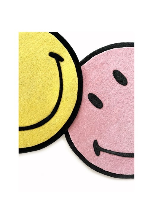 Maison Deux Smiley vloerkleed Ø100 cm - detail 4 roze