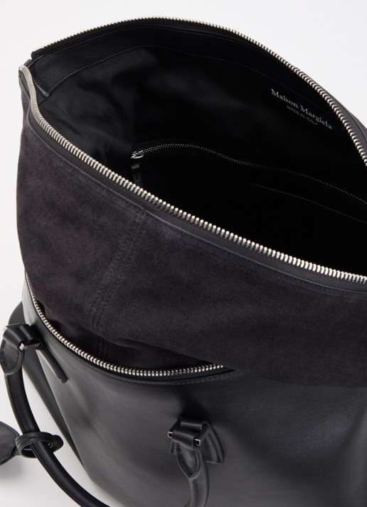 Maison Margiela 5ac XL Soft handtas van kalfsleer met afneembare schouderriem - detail 2 zwart