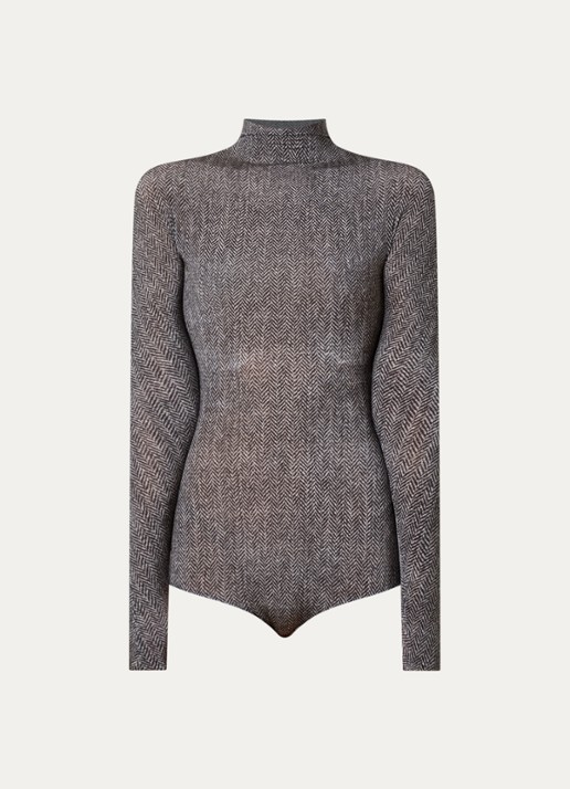 Maison Margiela Body met visgraatdessin en col - voorkant 4 grijs