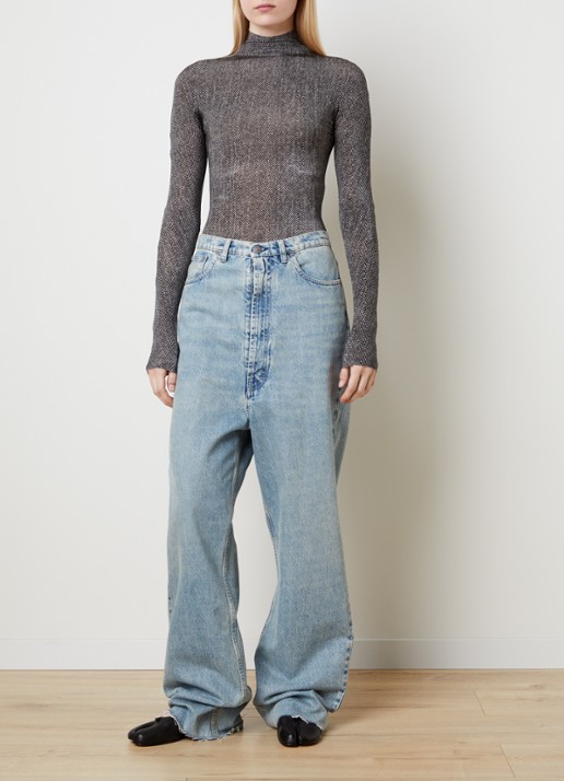 Maison Margiela Body met visgraatdessin en col - voorkant 5 grijs