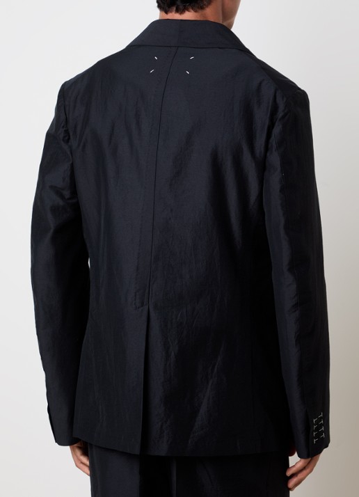 Maison Margiela Colbert in zijdeblend - achterkant donkerblauw