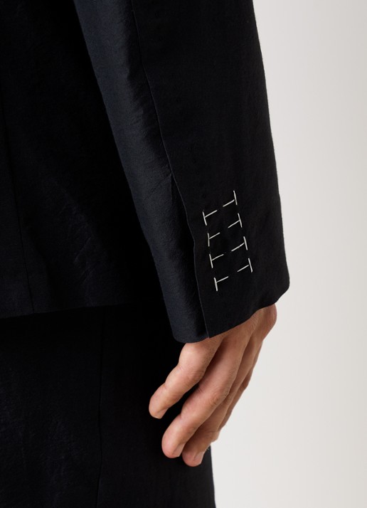 Maison Margiela Colbert in zijdeblend - detail 4 donkerblauw