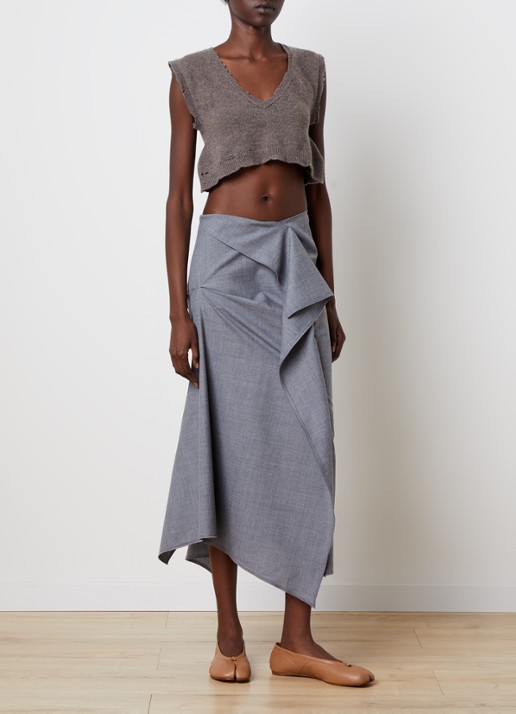 Maison Margiela Fijngebreide crop top met V-hals - voorkant 5 bruin