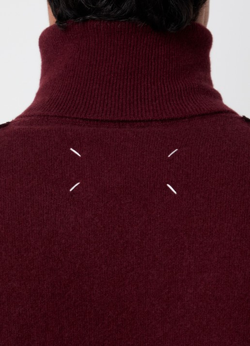 Maison Margiela Fijngebreide trui van scheerwol met col - detail 3 bordeauxrood
