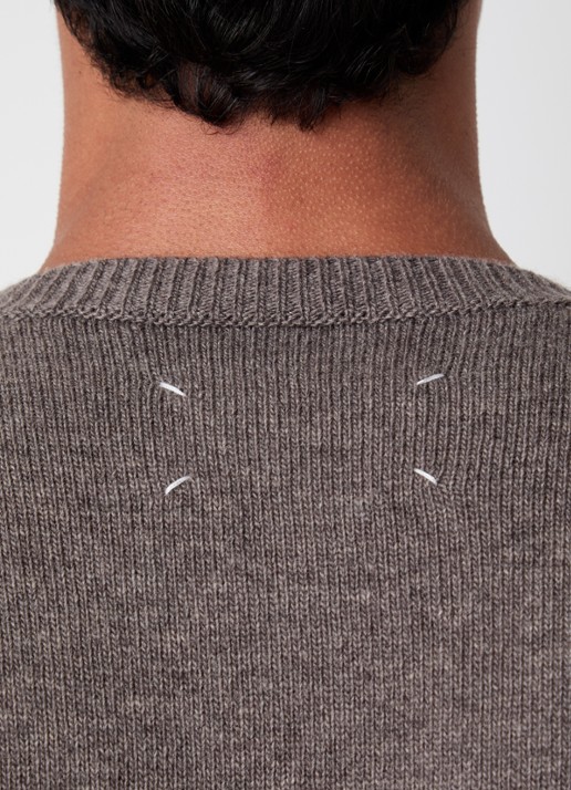 Maison Margiela Fijngebreide trui van wol met print - detail 2 grijs