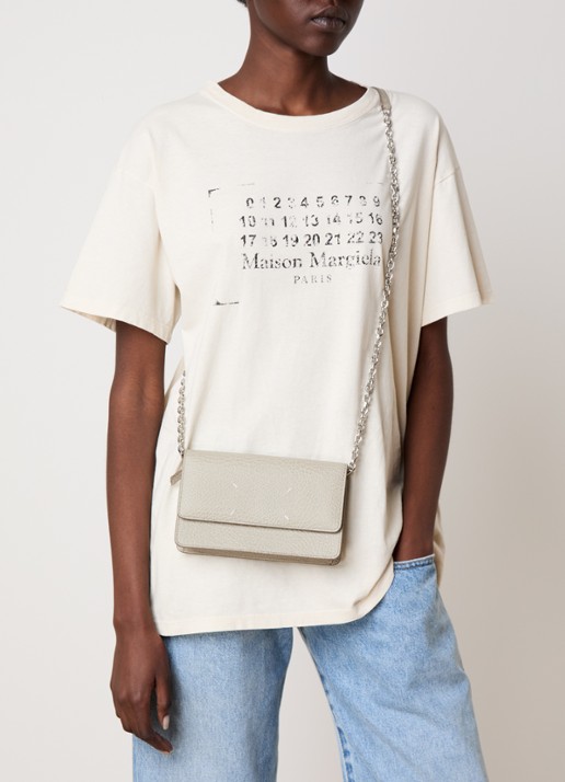 Maison Margiela Four Stitches portemonnee van kalfsleer - voorkant 4 khaki