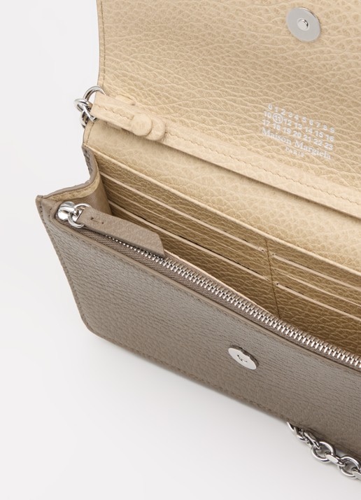 Maison Margiela Four Stitches portemonnee van kalfsleer - voorkant 2 taupe
