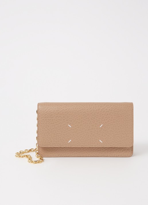 Maison Margiela Four Stitches portemonnee van kalfsleer - voorkant 2 beige