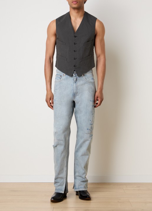 Maison Margiela Gilet in zijdeblend met steekzakken - voorkant 5 donkergrijs