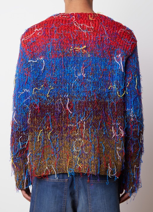 Maison Margiela Grofgebreide trui in wolblend met franjes - achterkant 5 rood