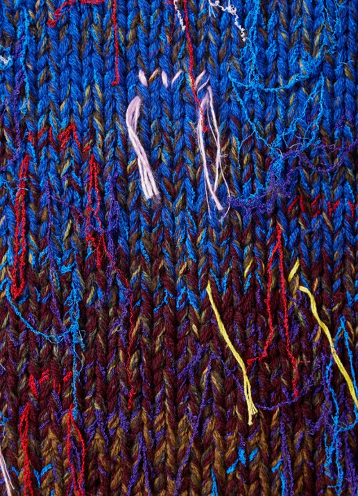 Maison Margiela Grofgebreide trui in wolblend met franjes - detail 4 rood