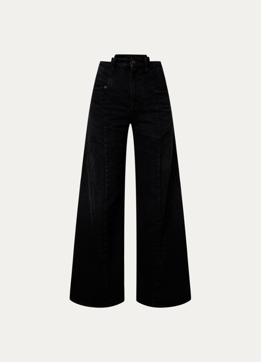 Maison Margiela High waist flared jeans met gekleurde wassing - voorkant 5 zwart