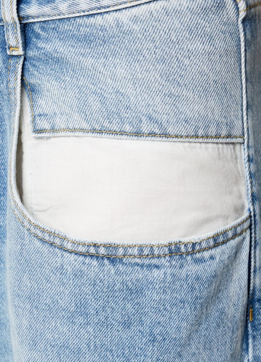 Maison Margiela High waist straight leg jeans met lichte wassing - detail 5 indigo