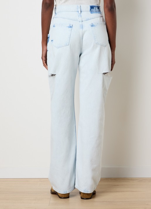 Maison Margiela High waist straight leg jeans met lichte wassing - achterkant 6 indigo
