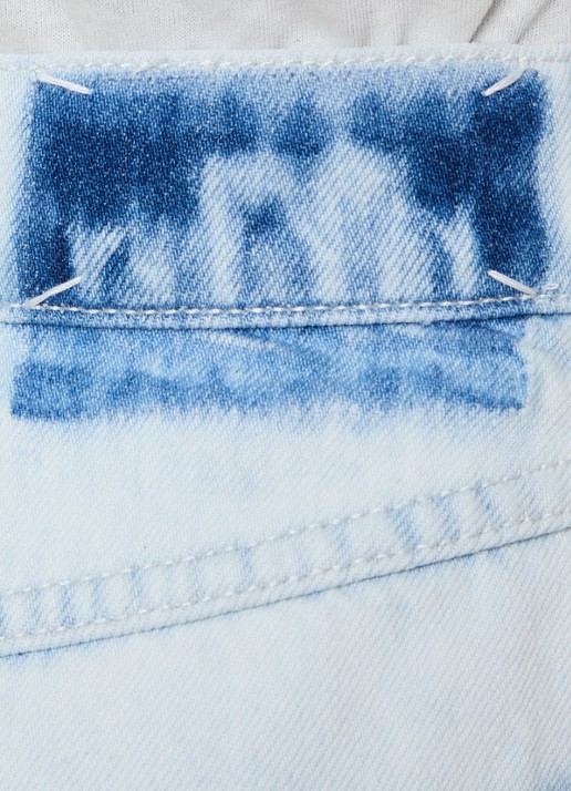 Maison Margiela High waist straight leg jeans met lichte wassing - detail 5 indigo