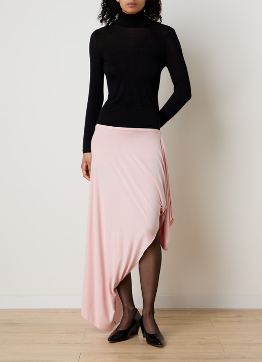 Maison Margiela Midi rok met asymmetrische zoom - voorkant 4 lichtroze