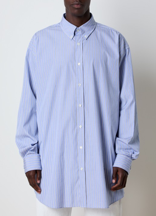 Maison Margiela Oversized overhemd met streepprint - detail blauw