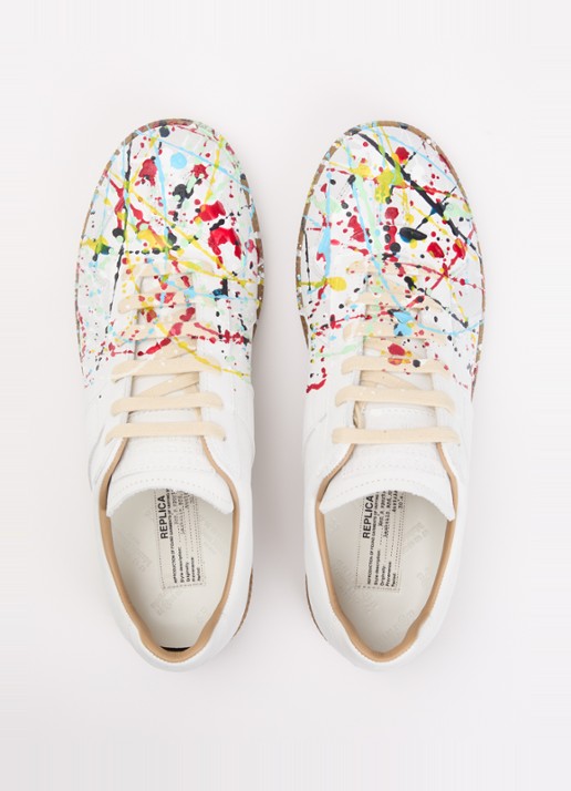 Maison Margiela Paint Replica sneaker van kalfsleer met details van kalfssuède - detail 4 wit