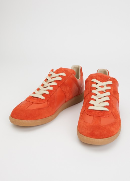Maison Margiela Replica sneaker van kalfsleer met details van kalfssuède - detail 3 oranjerood
