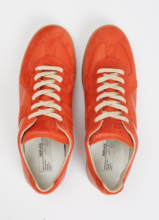 Maison Margiela Replica sneaker van kalfsleer met details van kalfssuède - detail 4 oranjerood