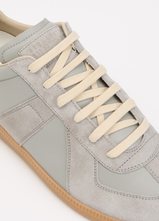 Maison Margiela Replica sneaker van kalfsleer met kalfssuède details - detail 6 grijs