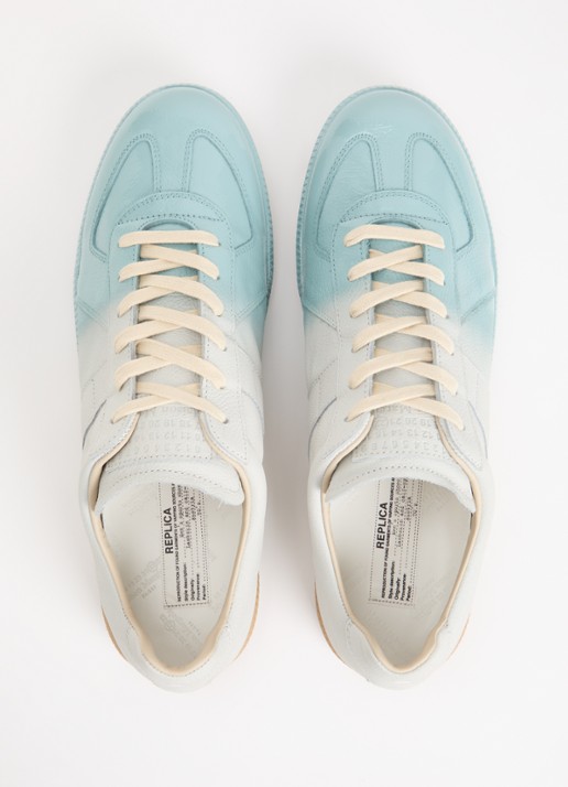 Maison Margiela Replica sneaker van kalfsleer - detail 4 turquoise